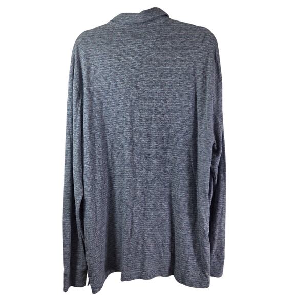 Faherty Payson LS Polo Shirt Men 2XL Heathered Navy Rust Stripe Multi - Picture 4 of 7